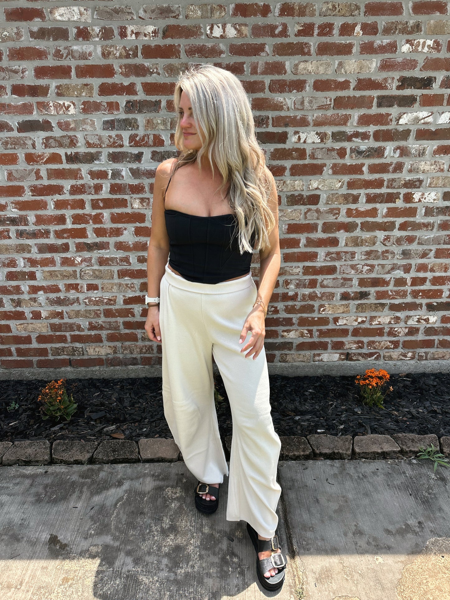 Knit Barrel Leg Pants