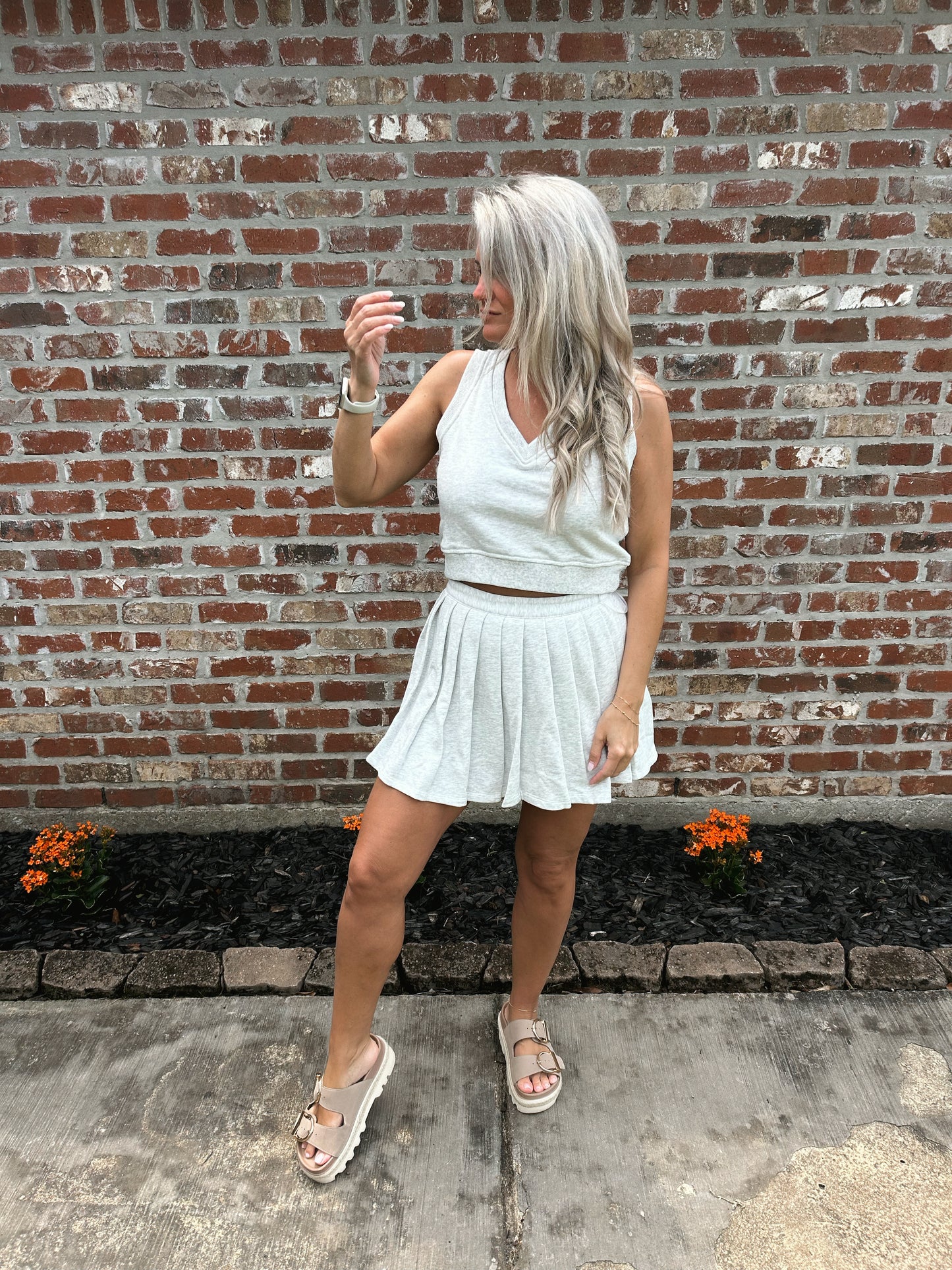 Pleated Skort and Vest Set