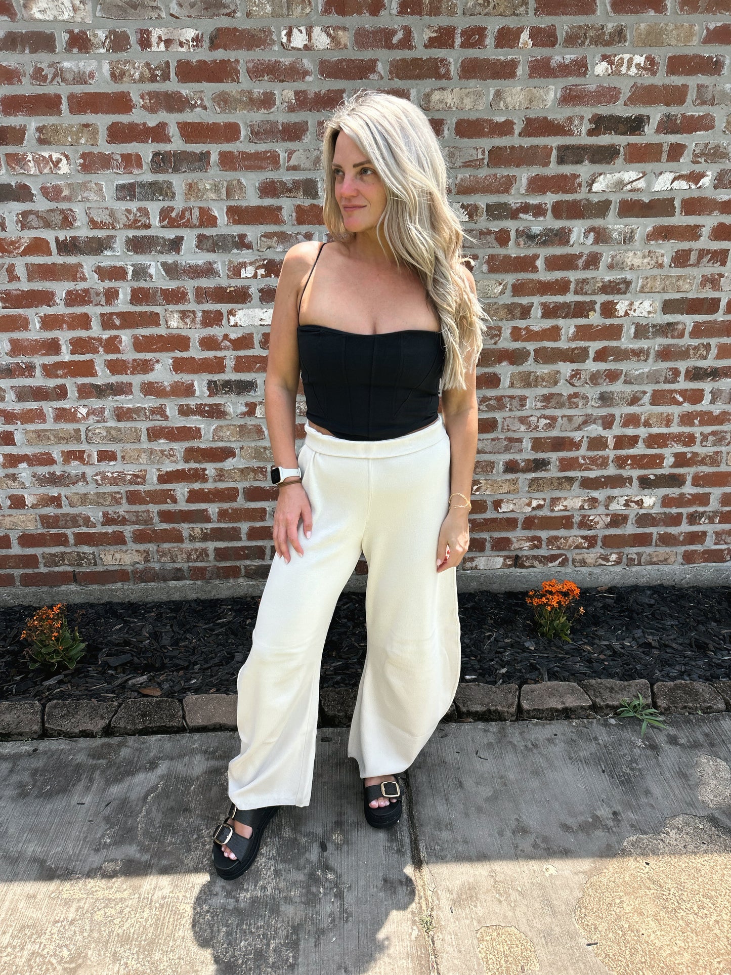 Knit Barrel Leg Pants