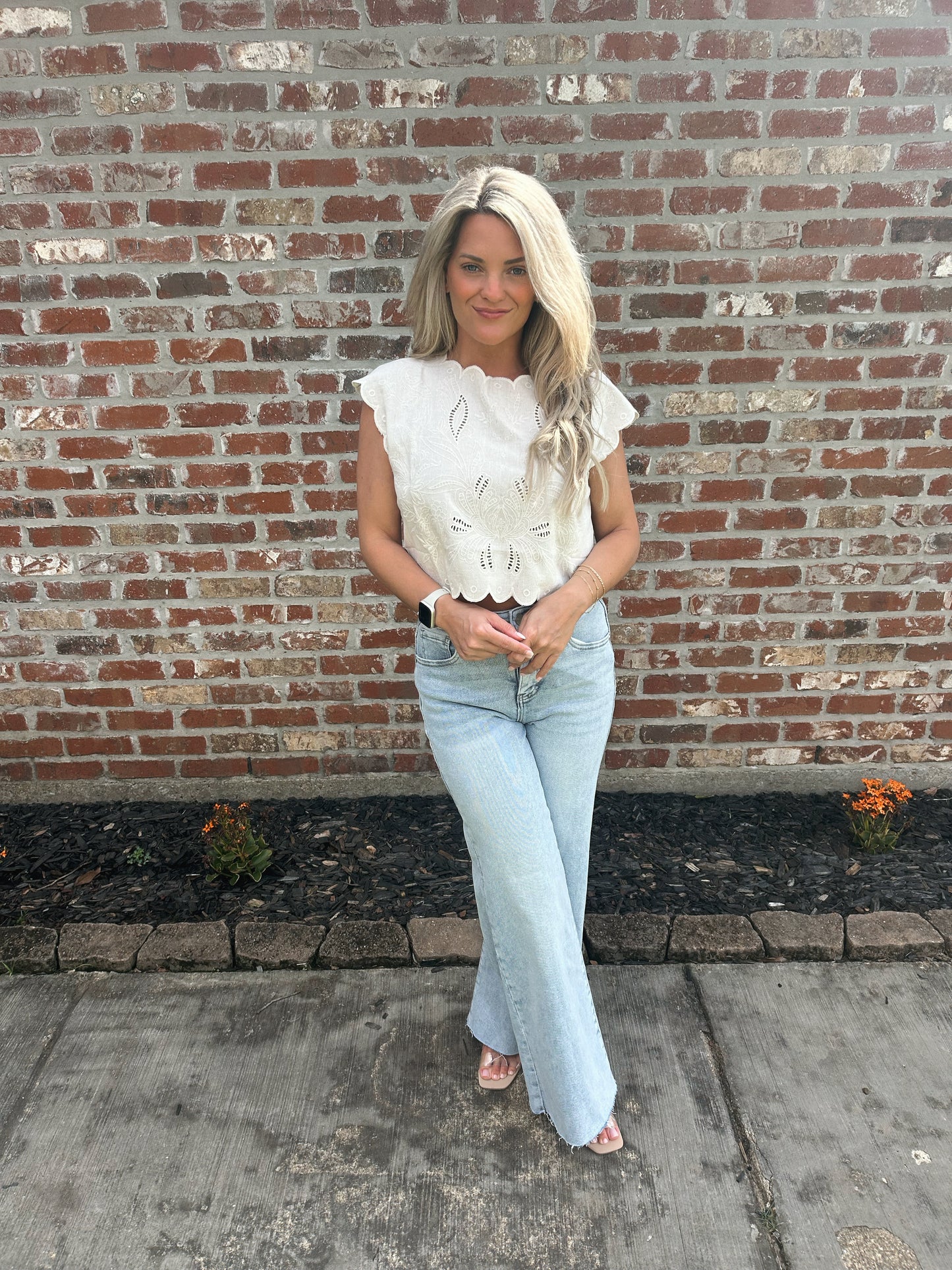 Eyelet Embroidered Tank