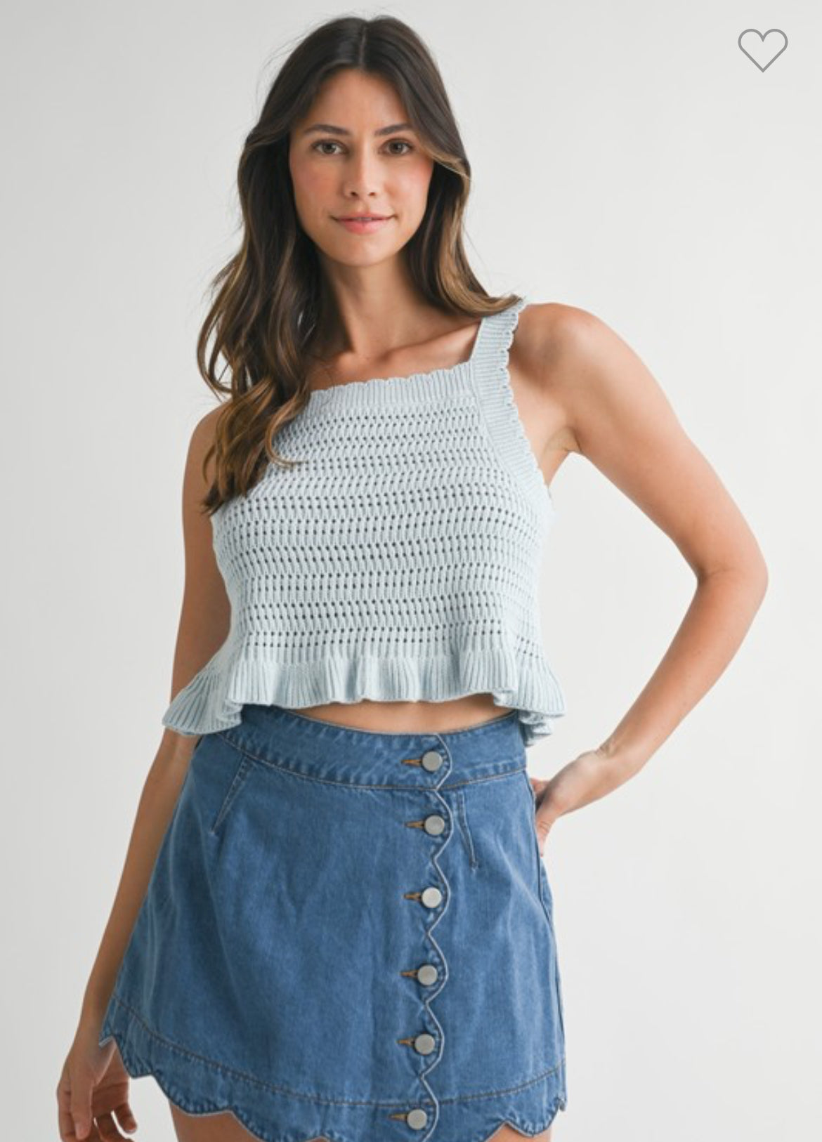 Ruffle Hem Crochet Tank (reversible)