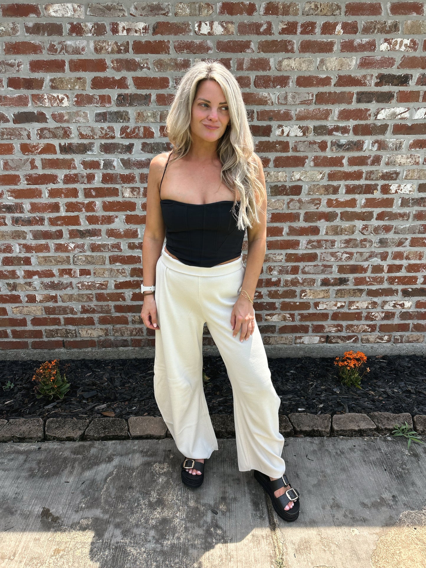 Knit Barrel Leg Pants