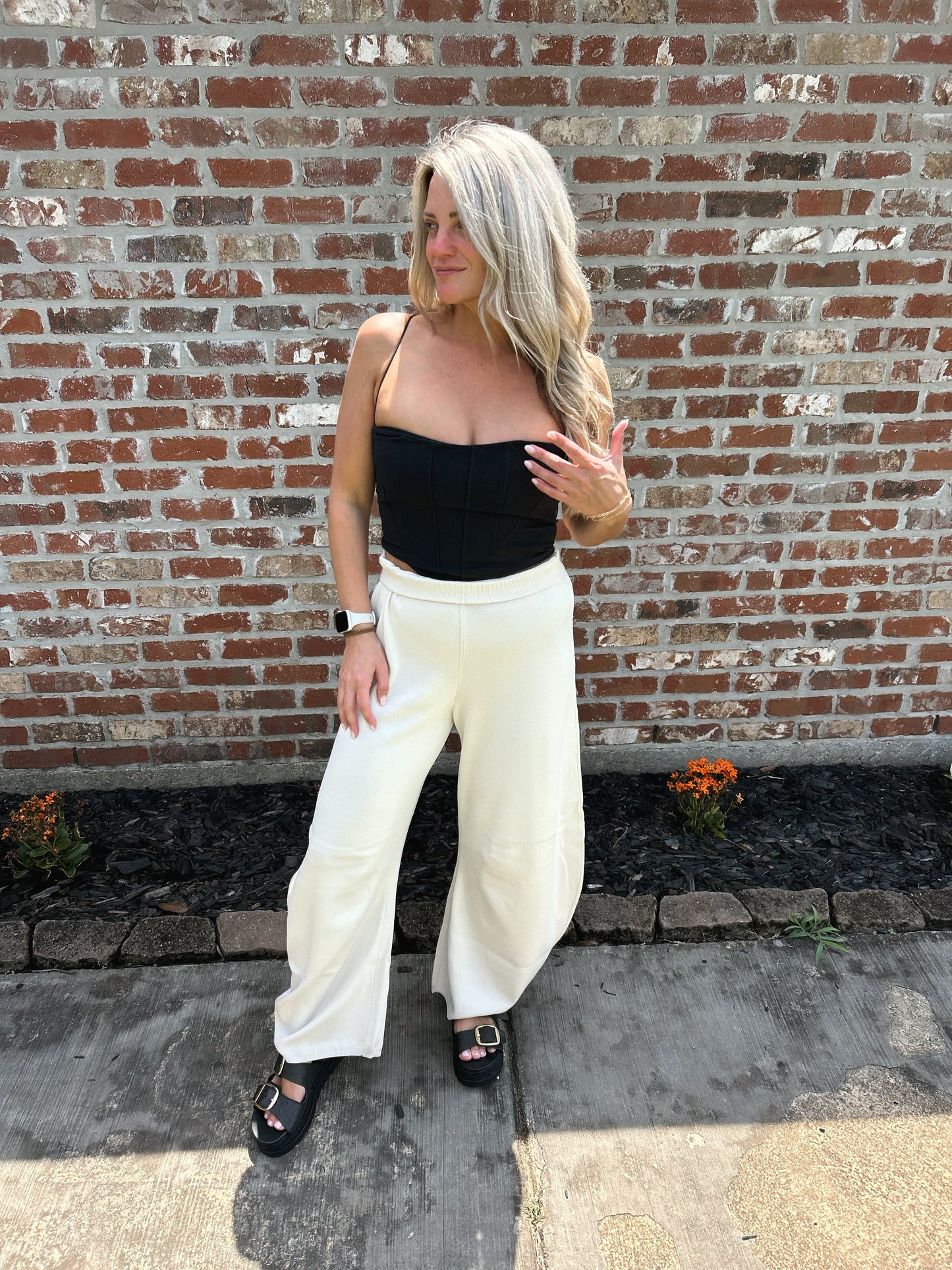 Knit Barrel Leg Pants