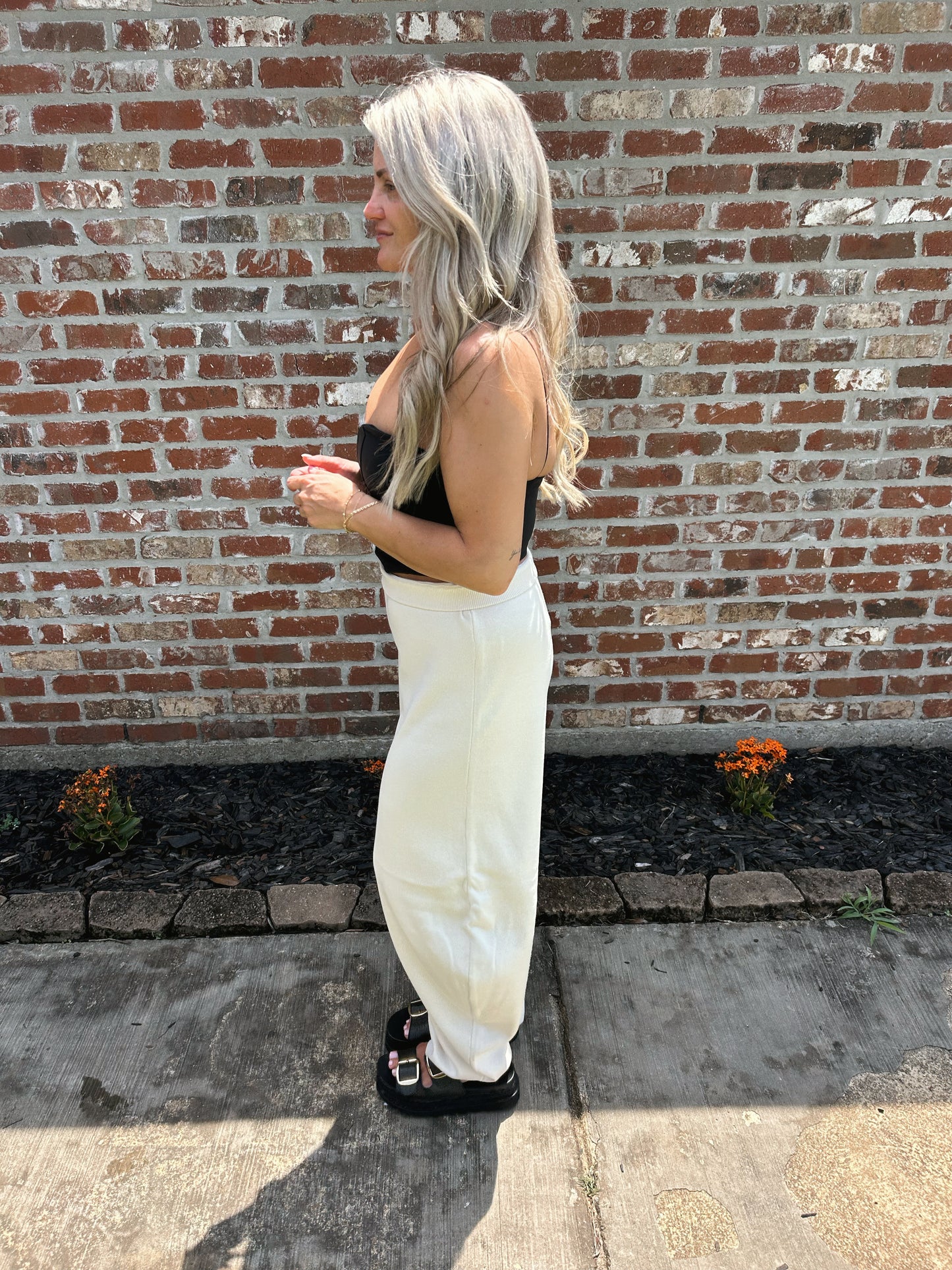 Knit Barrel Leg Pants