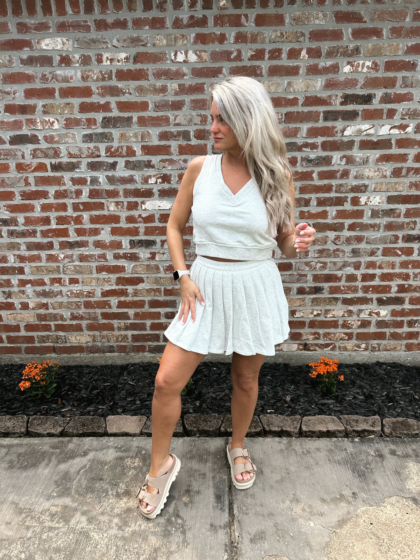 Pleated Skort and Vest Set