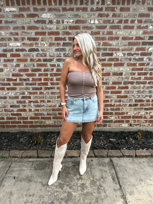 Button Front Tube Top