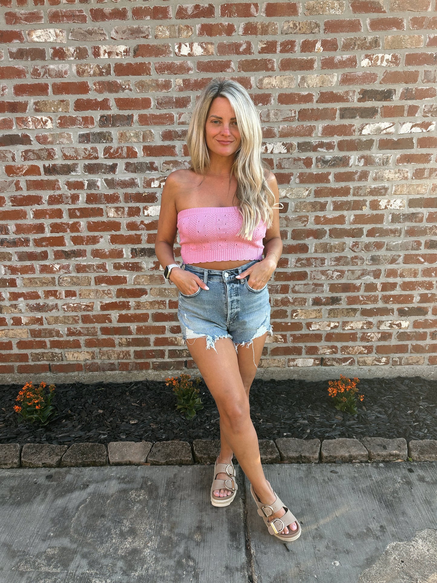 Pointelle Crop-Pink