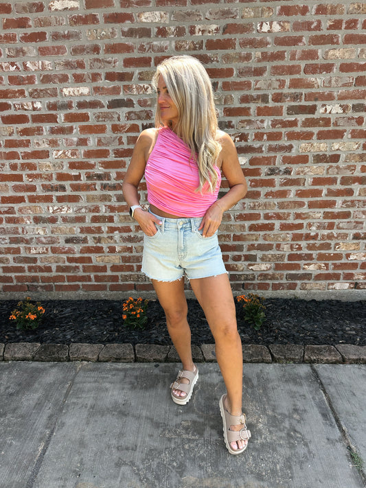 Sweet Summertime One Shoulder Tank- PINK