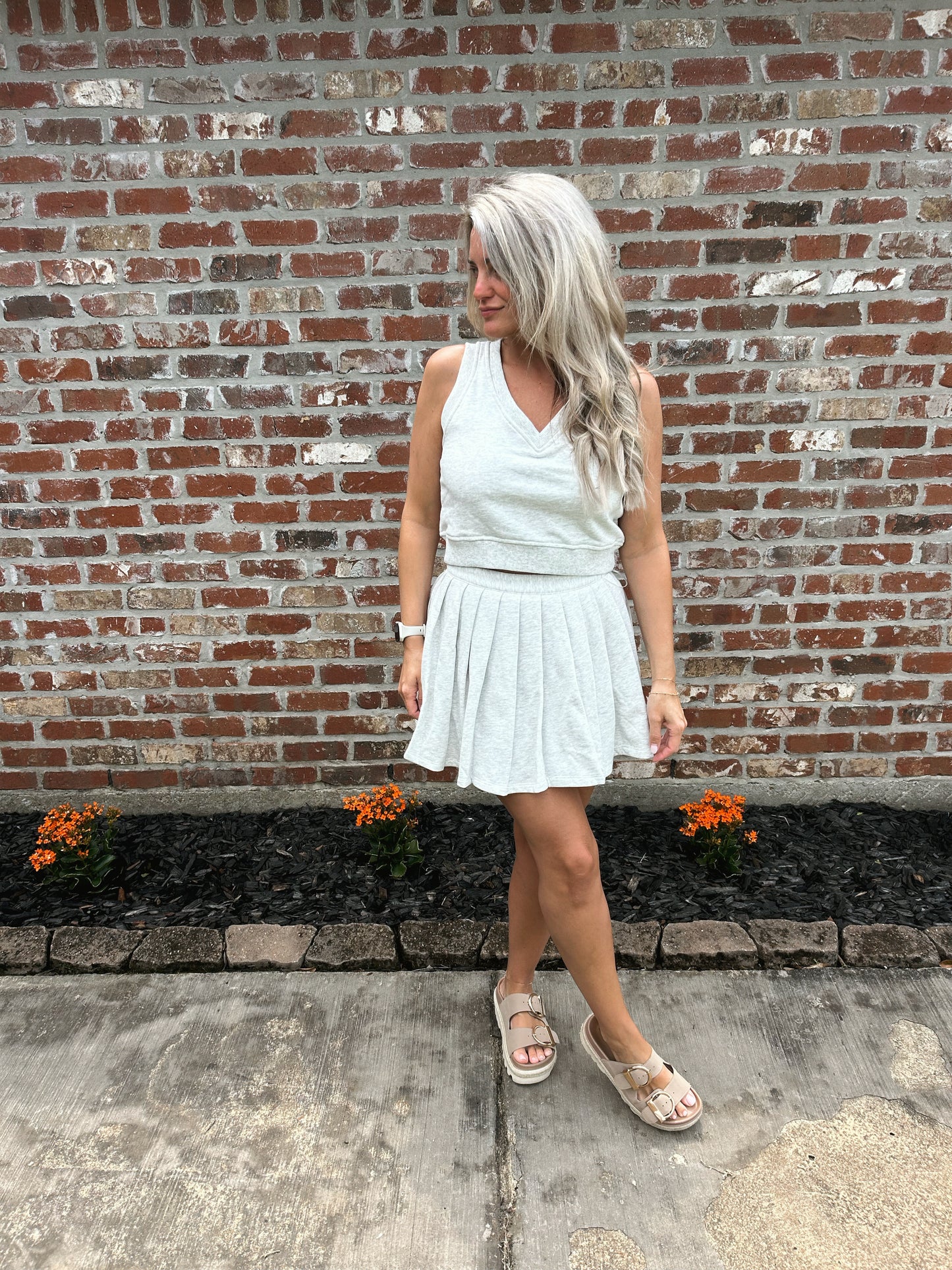 Pleated Skort and Vest Set