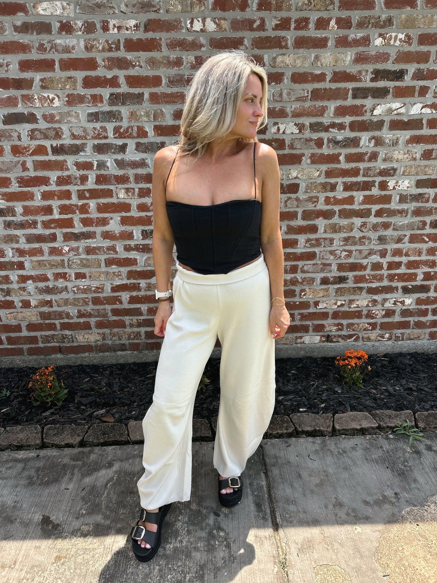 Knit Barrel Leg Pants