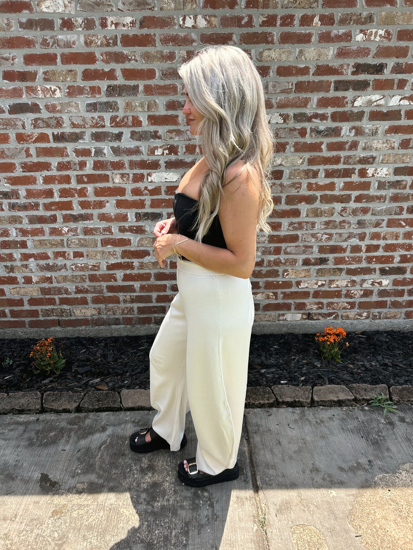 Knit Barrel Leg Pants