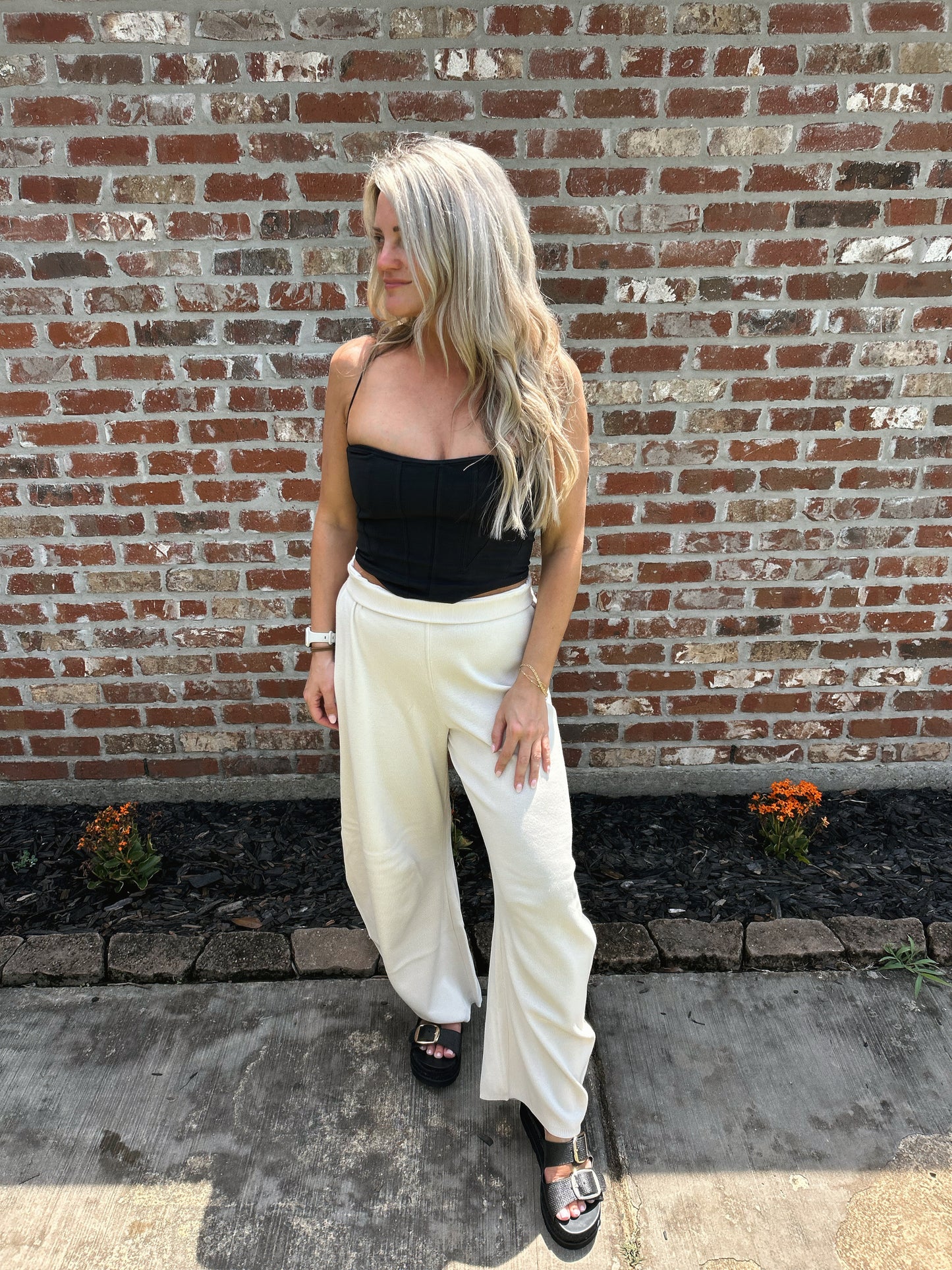 Knit Barrel Leg Pants