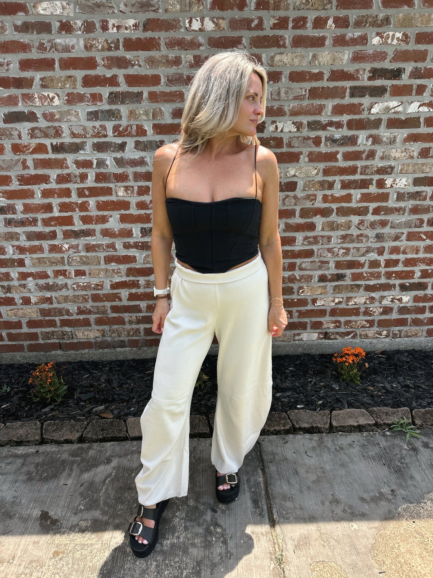 Knit Barrel Leg Pants