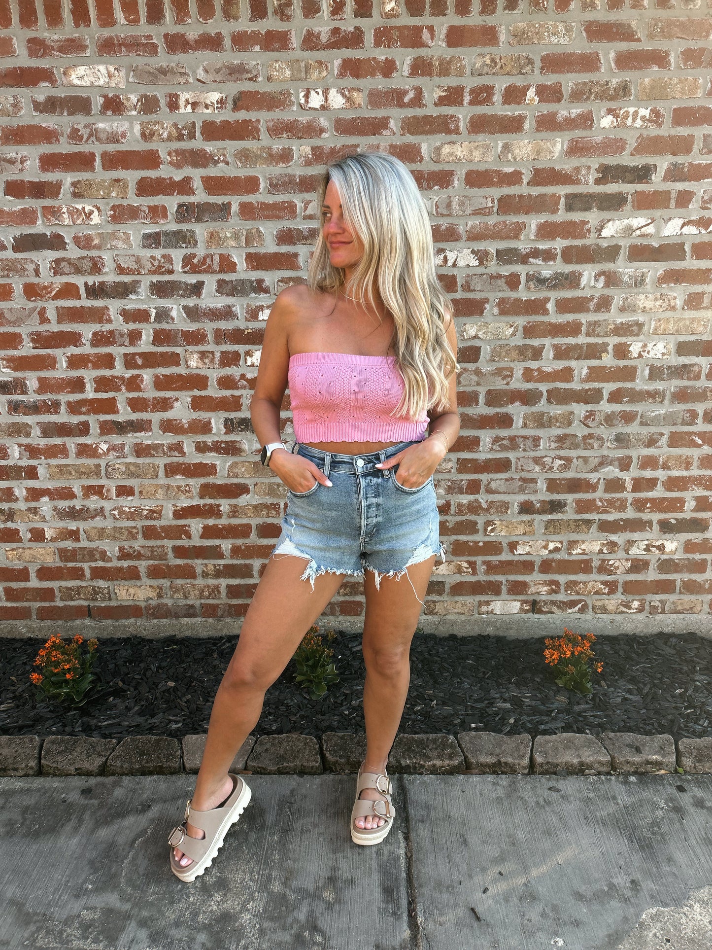 Pointelle Crop-Pink