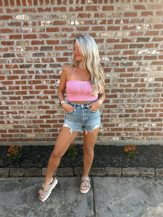 Pointelle Crop-Pink