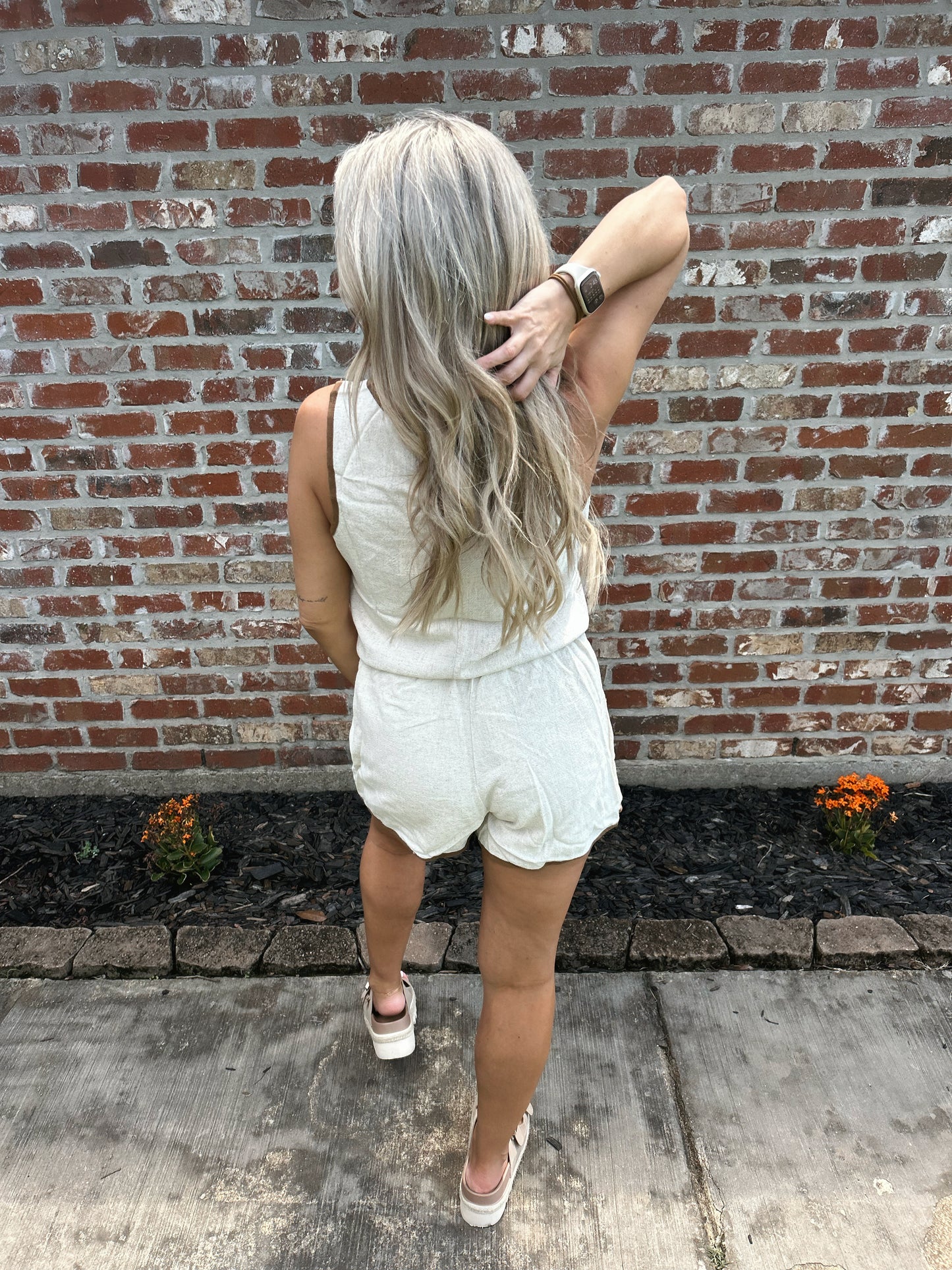 Contrast Hem Linen Tank