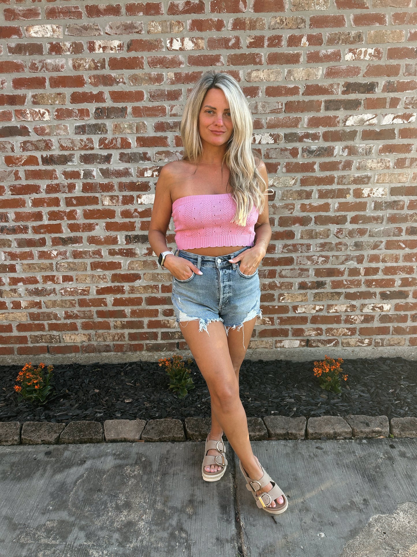 Pointelle Crop-Pink