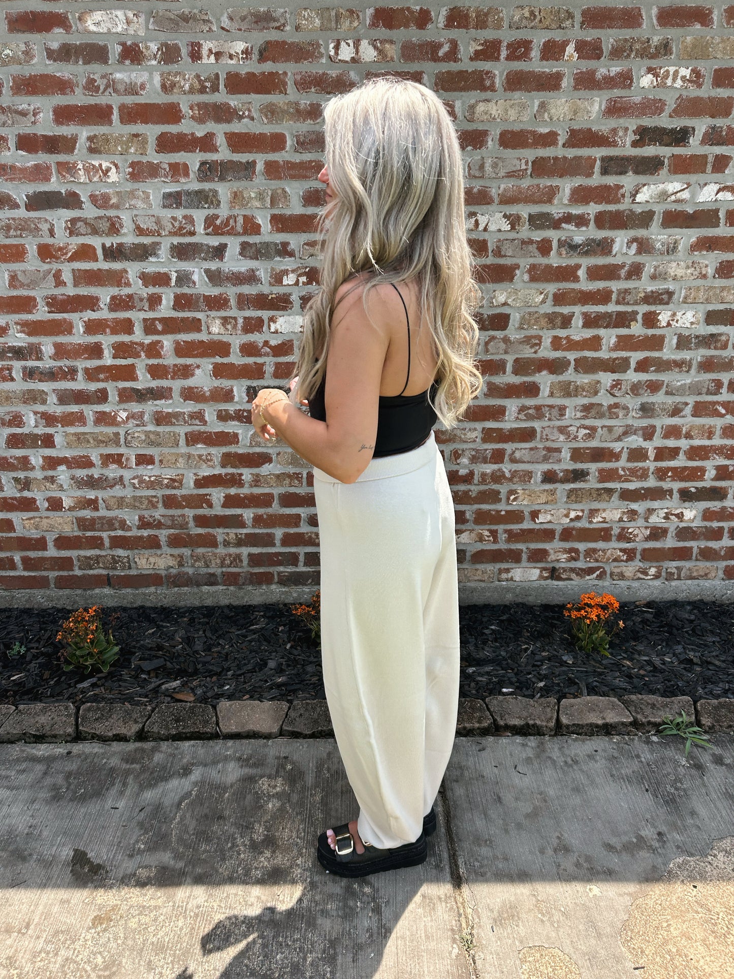 Knit Barrel Leg Pants