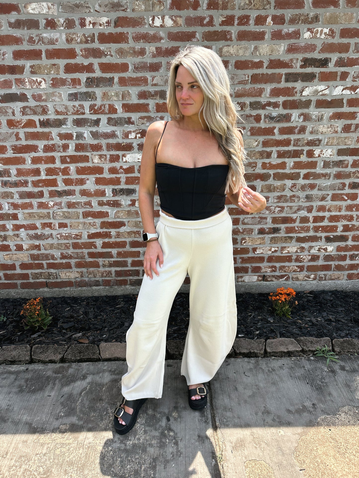 Knit Barrel Leg Pants