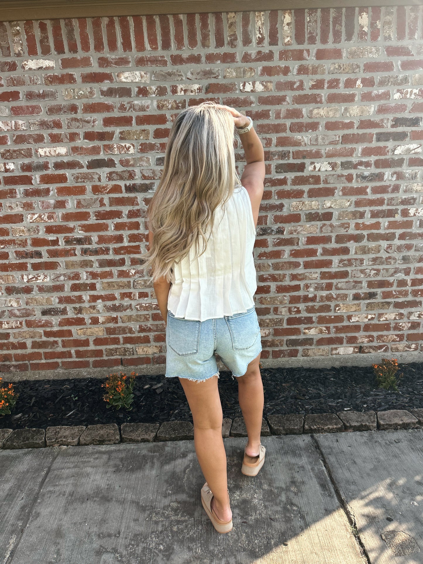 Aubrey Pleated Tie Front Tank