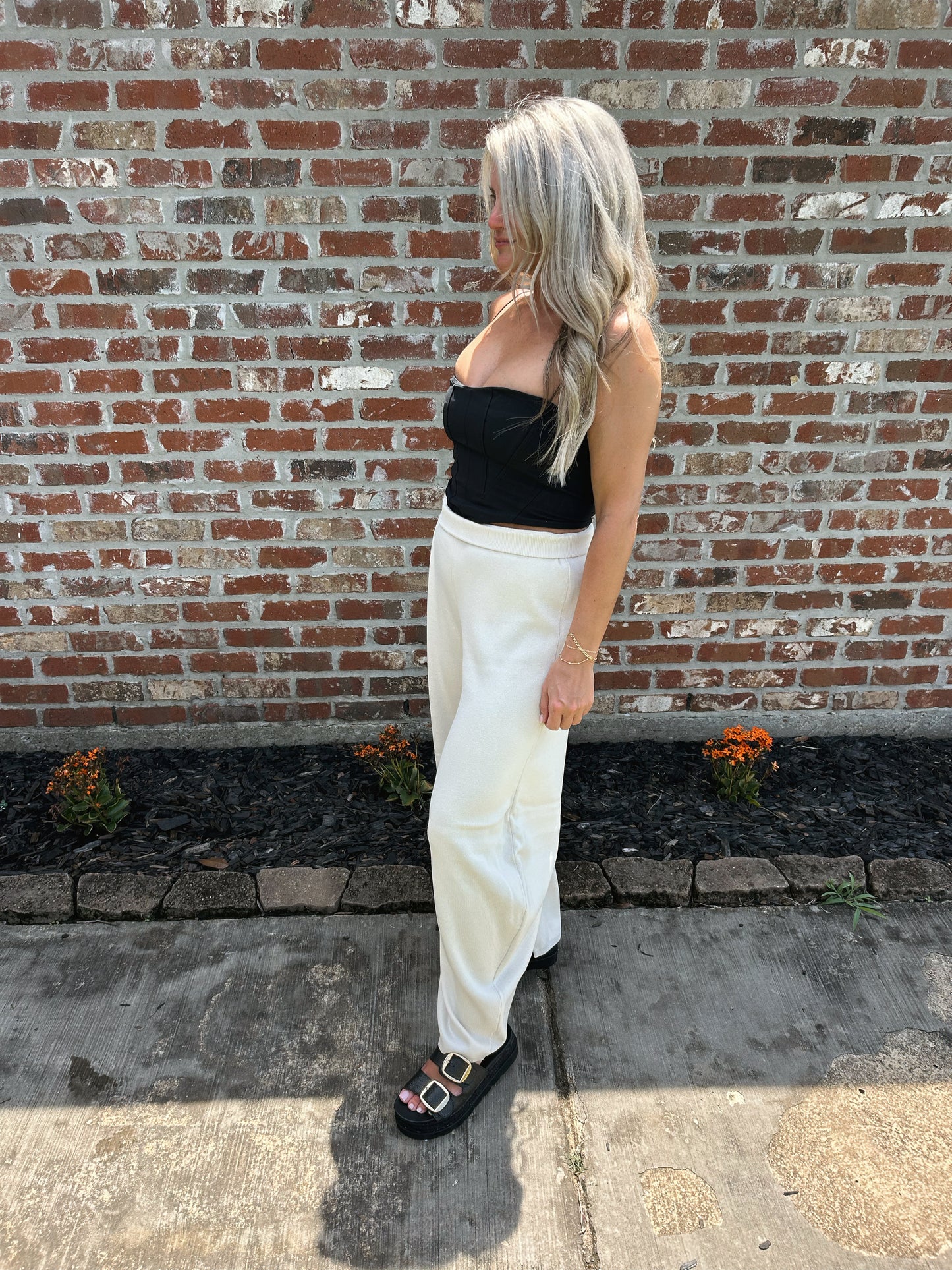 Knit Barrel Leg Pants