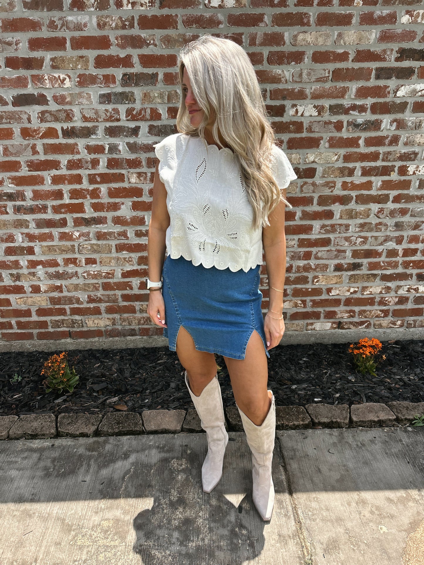 Eyelet Embroidered Tank