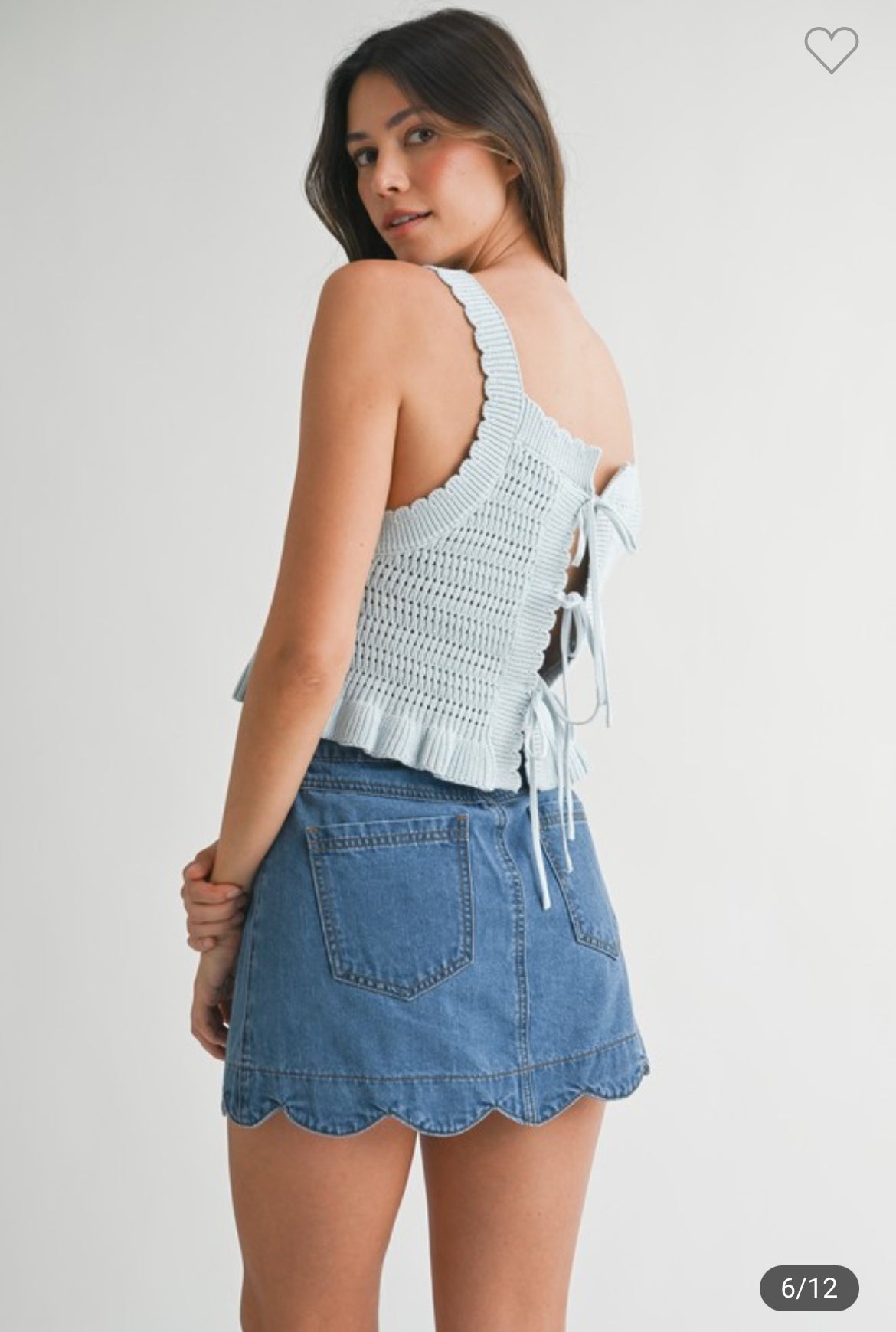 Ruffle Hem Crochet Tank (reversible)