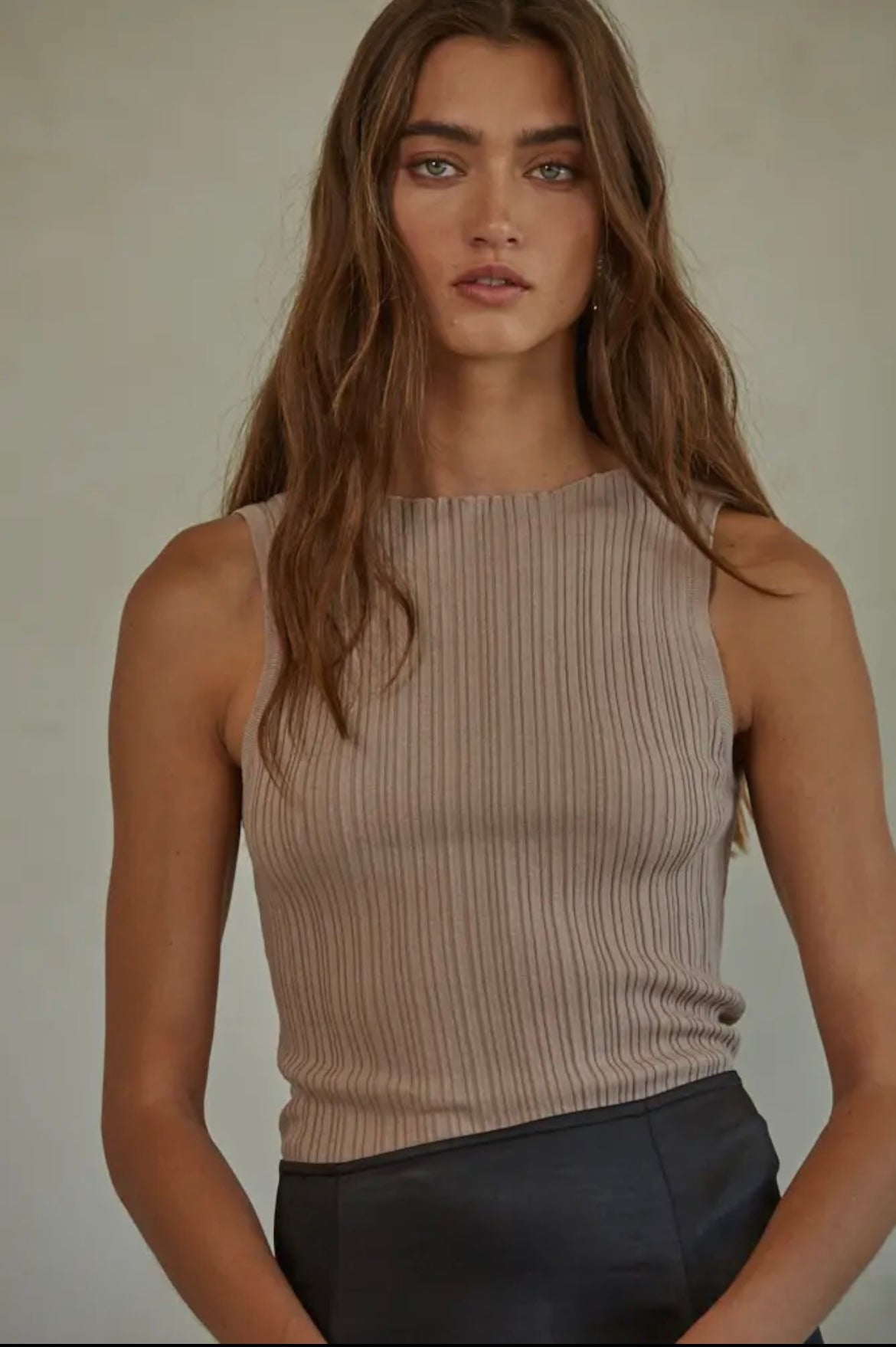 My Way Out Tank-Taupe