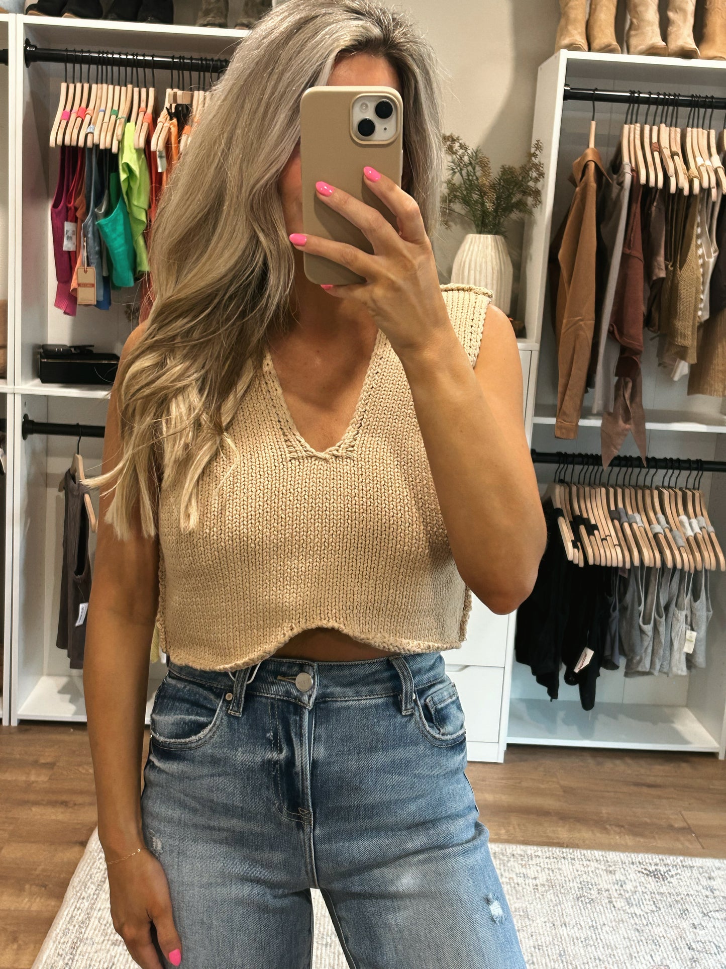 Endless Summer Knit Tank- TAUPE