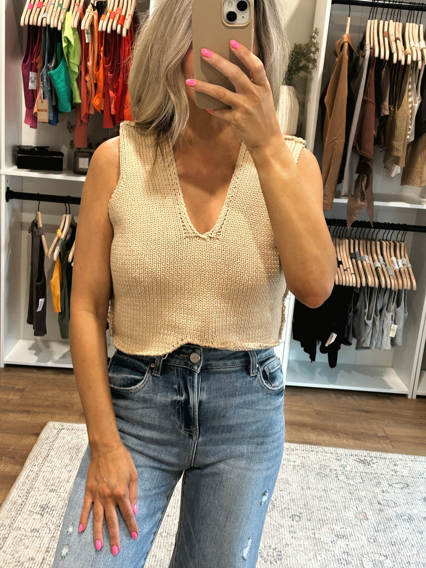 Endless Summer Knit Tank- TAUPE