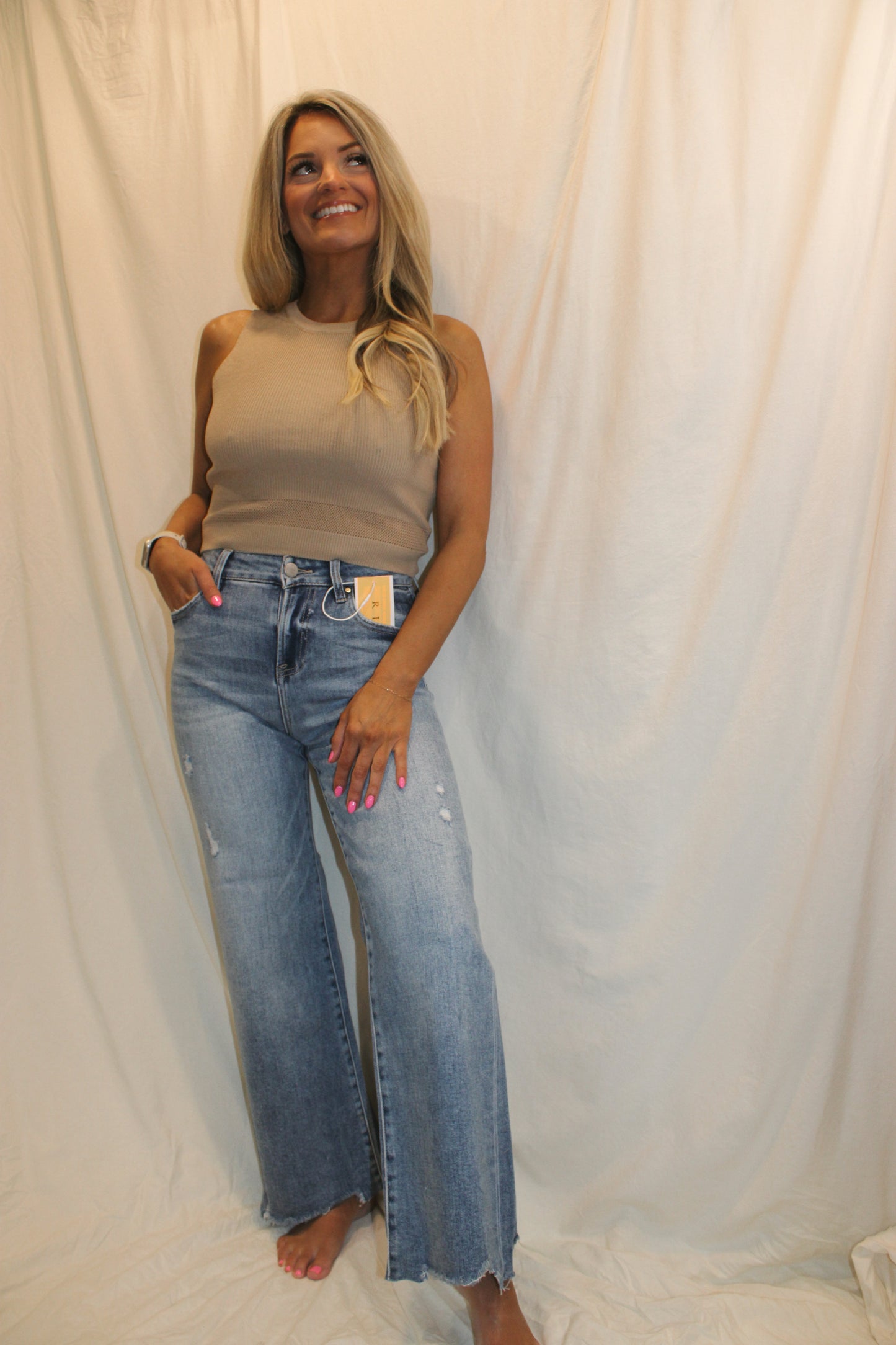 Jenna High Rise Wide Leg Denim Jeans